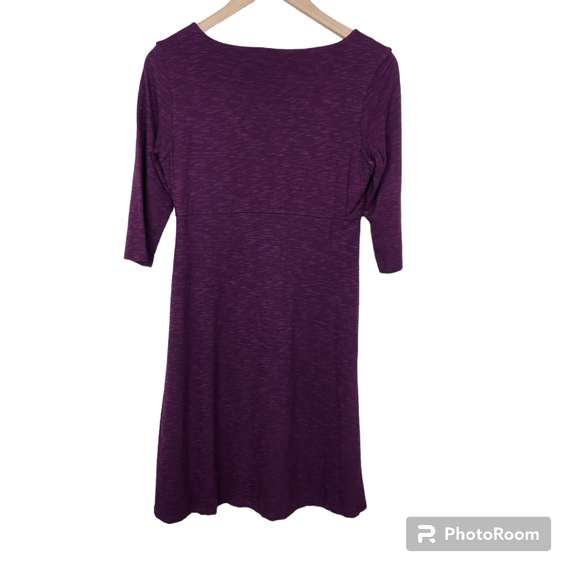 Horny Toad Purple 3/4 Sleeve V Neck Knee Length Dress Sz S - Picture 8 of 8